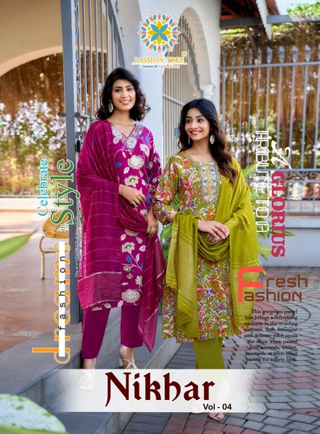 Nikhar Vol 4 By Passion Tree Rayon Kurti With Bottom Dupatta Wholesalers In India